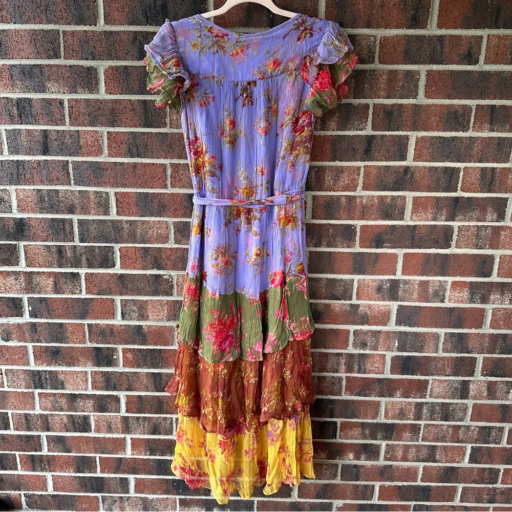 Sundance Elvie Garden Boho Floral Multicolor Cottagecore Layered Maxi Dress PXS - Picture 7 of 10